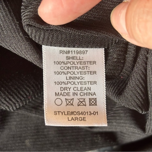 Collective Concepts Geometric Bodycon Dress | Size L | Black & Beige Panel - Picture 6 of 6